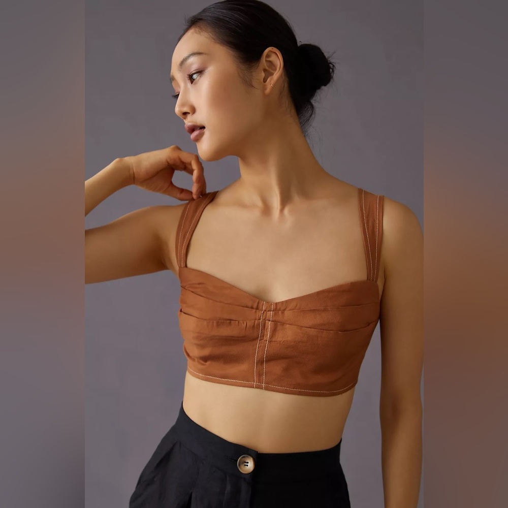 NWT ANTHROPOLOGIE | Seamed Corset Women’s Mango Red Orange
